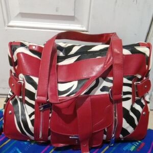 Stylish Red and Zebra Print Women's Bag
